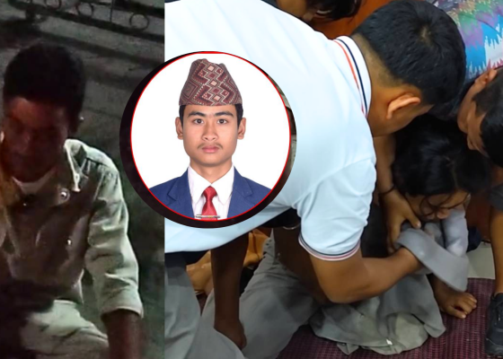 मेयरकै कार्यकक्षमा  विद्यार्थी  रोजनले पिए फिनेल
